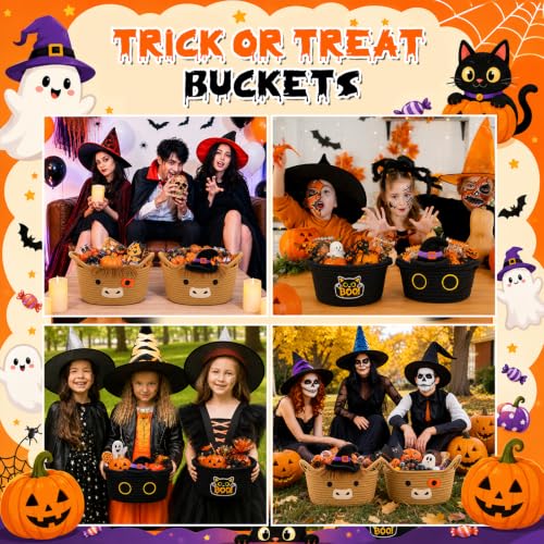 Halloween Black Cat Basket with Witch Hat - Cute Woven Storage Bin - Variation: BlackHat