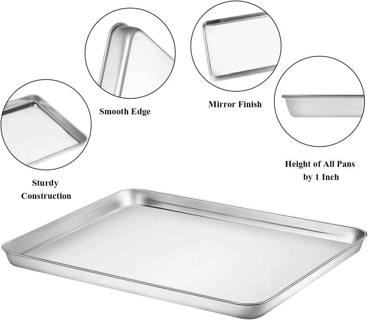Wildone Baking Sheet Set - Stainless Steel Cookie Pans with Cooling Racks | 18 x 13 Inch, Non-Toxic & Easy Clean