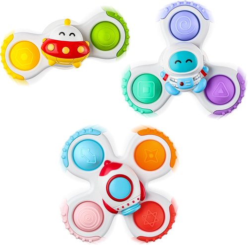 ALASOU Pop Suction Cup Spinner Toys - Sensory Travel Fun for Infants & Toddlers | Ideal Gift for Ages 1-2