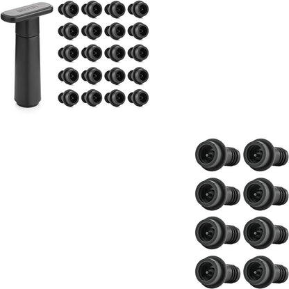 WOTOR Wine Stoppers Vacuum, Wine Saver, Wine Pump Vacuum Stoppers, Wine Preserver, Reusable Bottle Sealer Keeps Wine Fresh (Black, 8 Pieces)