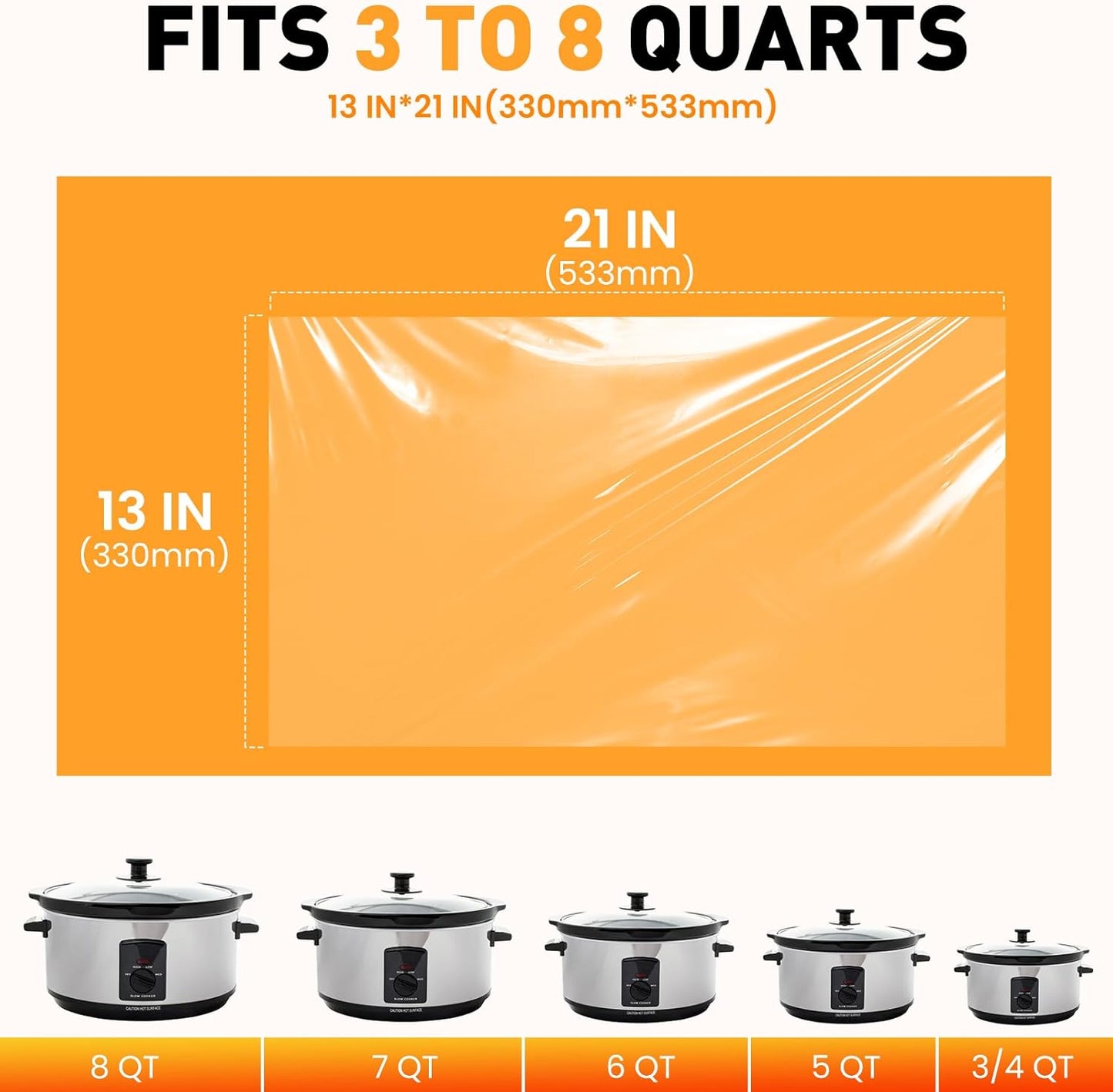 Skiennix Slow Cooker Liners - 40 Pack Disposable Cooking Bags for 3-8 Quart Pots | BPA Free, Large 13"x21" Size