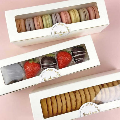 Keeparty 24-Piece White Macaron Boxes with Clear Window – Bakery Packaging Gift Boxes