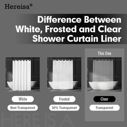 Hereisa 2-Pack Clear Plastic Shower Curtain Liners, 3G Lightweight [72x72 Inch] - Crystal Transparency, Waterproof Bathroom & Bathtub Liners, Easy Install
