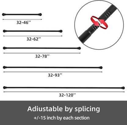 GXOACKJ Black Curtain Rods - Heavy Duty Metal Set for Windows 32 to 62 Inches | 5/8 Inch Diameter