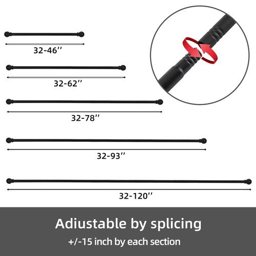 GXOACKJ Curtain Rods for windows 28-78 inch, 5/8 inch Decorative Matte Black Splicing Heavy Duty Metal Curtain Rod set with Brackets