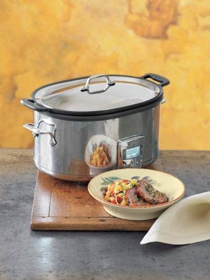 All-Clad 7-Quart Stainless Steel Electric Slow Cooker - Programmable LCD Timer & Aluminum Insert
