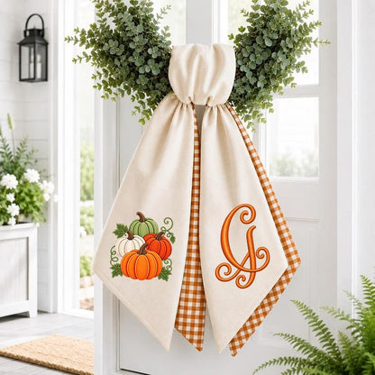 Fall Wreath Sash - Pumpkin Thanksgiving Front Door Decor A5