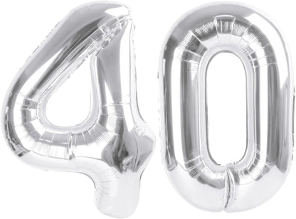 Skiennix 40-Inch Silver Number Balloon - Glamorous 40th Birthday Party Decoration for Men & Women