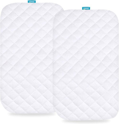 Jimglo Waterproof Bassinet Mattress Pad Cover - Ultra Soft & Breathable | 2 Pack for Easy Care