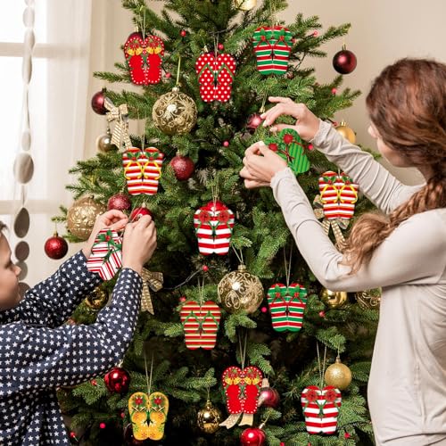Christmas Wooden Slipper Ornaments - Beach & Hawaiian Style Holiday Decor