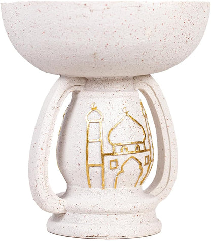 Regine Switzerland Mosque Sculpture - Elegant White Resin Ornament with Gold Pattern