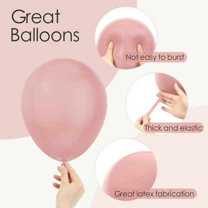 Skiennix 120pcs Dusty Pink Balloons - 5 to 18 Inch Sizes for Boho Wedding & Baby Shower Decor