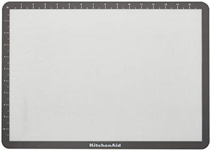 KitchenAid Silicone Baking Mat - Large 12x17-Inch Gray Design for Easy Baking