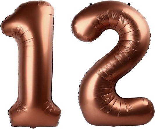 Number 12 Balloon - Dark Brown 40 Inch | Perfect for 12th Birthday Celebrations & Party Decor