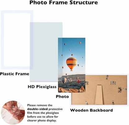 JCJMY 6x12 Picture Frame - White Wall Hanging Frame for Horizontal/Vertical Display | Shatter-Resistant Plexiglass