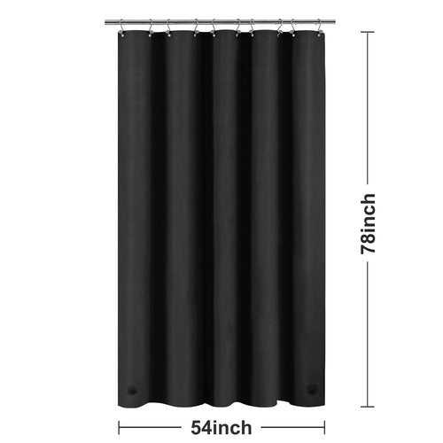 Barossa Design 54W x 78H Stall Shower Curtain Liner Black - Waterproof Lightweight PEVA Plastic Shower Liner with 3 Magnets & Metal Grommets - Black
