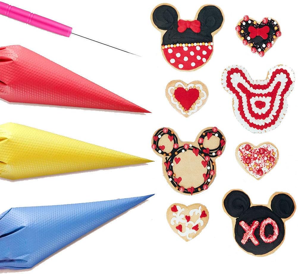Tipless Piping Bags by 122Pieces - 100 Disposable Pastry Bags for Icing & Cookie Decorating - Includes 10 Ties, 10 Clips & 2 Scribers - Perfect for Cakes & Cookies (10 Inch)