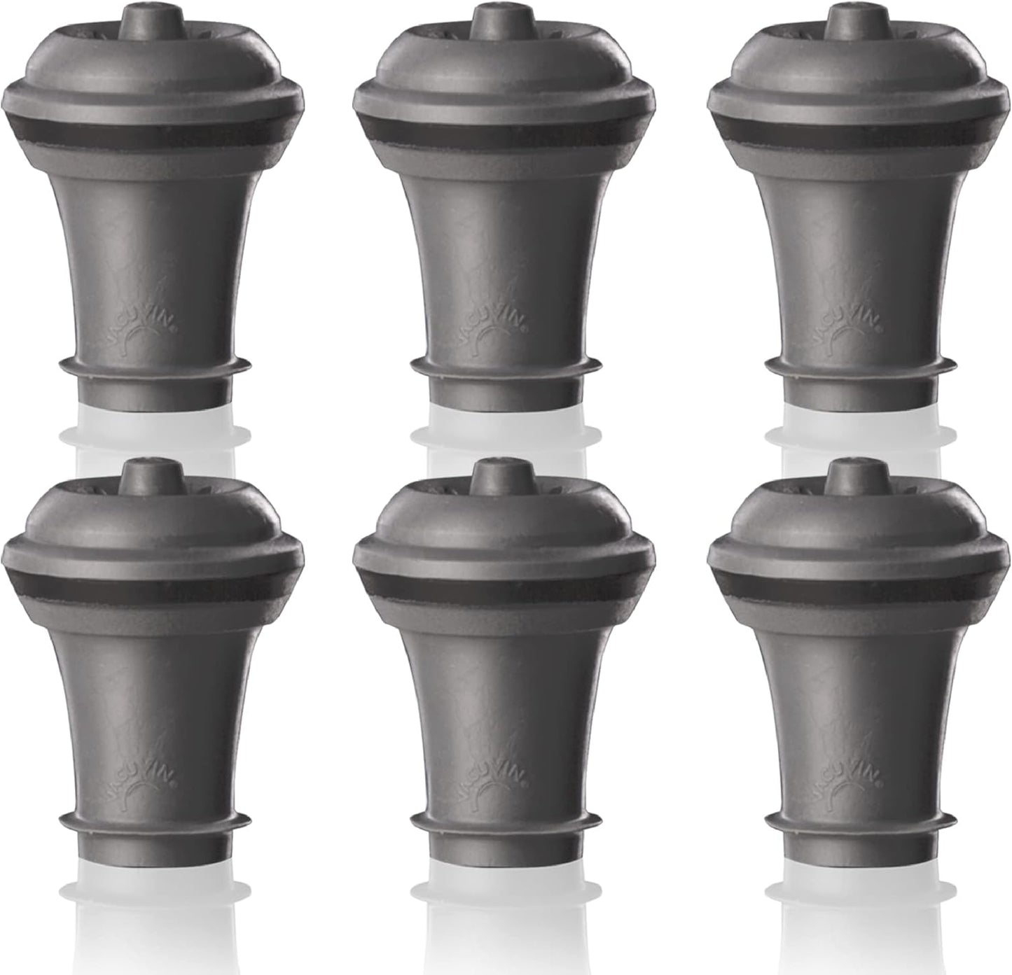 Vacu Vin Wine Saver Vacuum Stoppers – Set of 6 – Gray – Airtight Seal for Opened Bottles – Preserves Wine Freshness Up to 10 Days – Reusable & Dishwasher Safe – For Wine Saver Pump