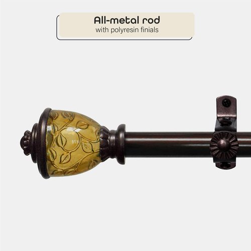 Decorative Window Curtain Rods with Finials, 48 to 86 Inches, 0.75 Diameter - Camino Lincroft - Lightweight & Easy to Install, Adjusts Telescopically to Fit Any Window by Achim Home Decor
