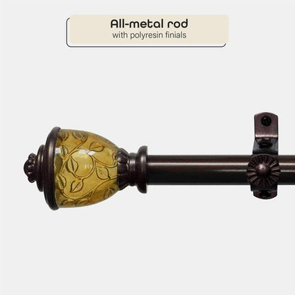 Decorative Window Curtain Rods with Finials, 48 to 86 Inches, 0.75 Diameter - Camino Lincroft - Lightweight & Easy to Install, Adjusts Telescopically to Fit Any Window by Achim Home Decor