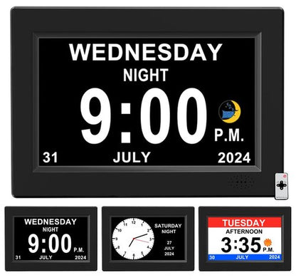 8inch Extra Large Impaired Vision Digital Alarm Clock with Day and Time for Elderly Calendar Clock Auto Dimmable Clock
