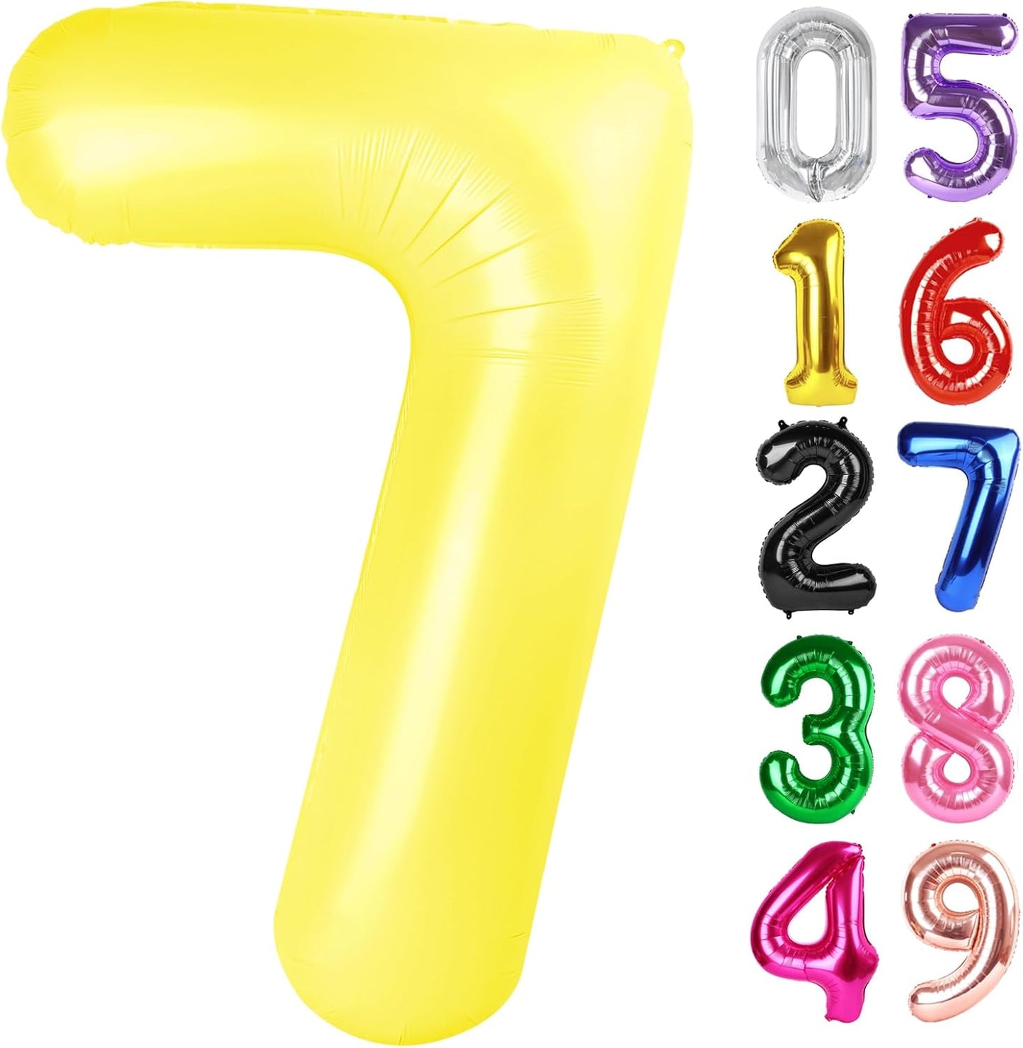 Yellow Number 7 Balloon - 40 Inch Giant Foil Balloon for 7th Birthday Party Decorations