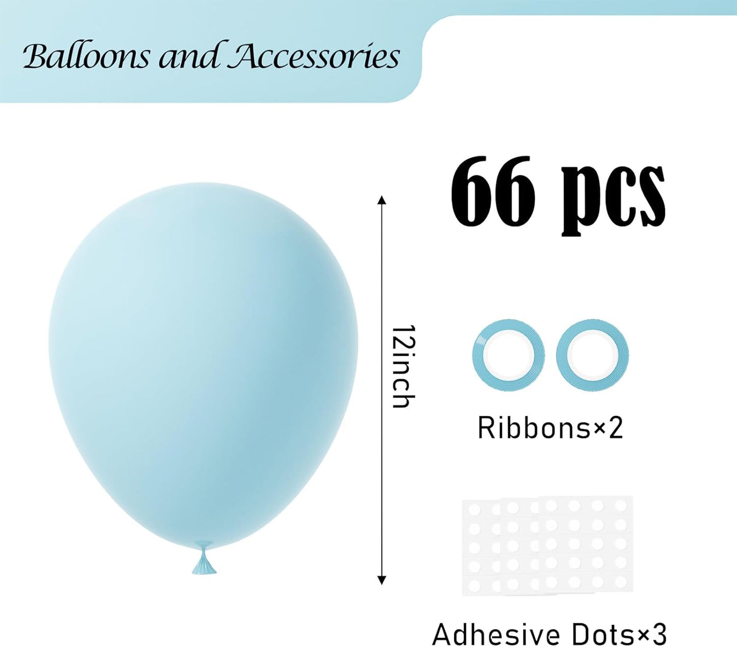 Voircoloria Aqua Blue Latex Balloons - 12 Inch, 66 Pack | Perfect for Weddings, Birthdays & Celebrations