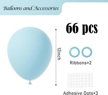 Voircoloria Aqua Blue Latex Balloons - 12 Inch, 66 Pack | Perfect for Weddings, Birthdays & Celebrations