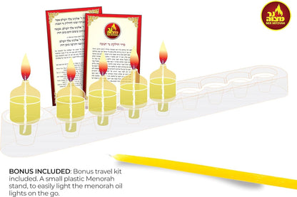 Ner Mitzvah Pre Filled Hanukkah Menorah Oil Cups, 100% Olive Oil Menorah Cups with Wick Ready to Use, Ohr Lights (Pack of 44), X - Small (Burns Approx 45 Minutes)