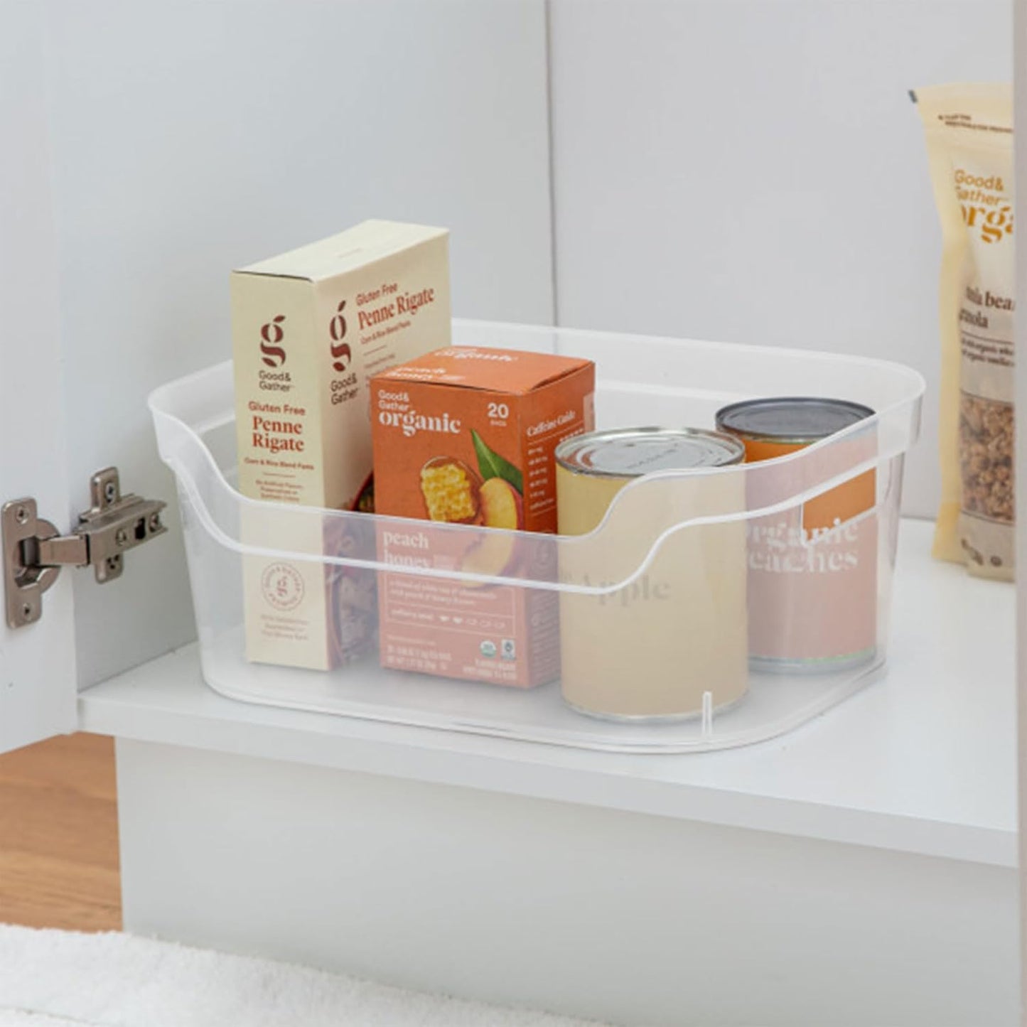 Sterilite Medium Open Scoop Front Storage Bin - Clear 5.25x9.5x13 In | 8 Pack with Comfortable Carry Handles