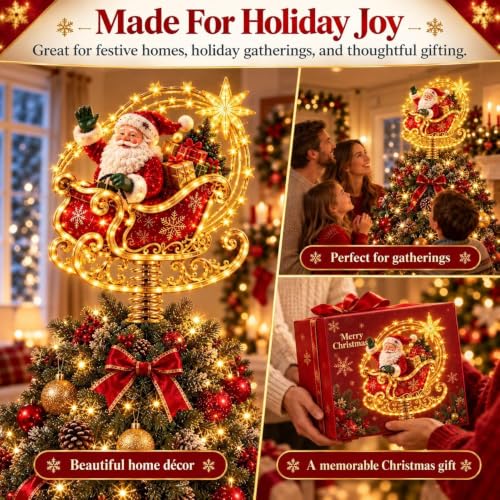 Lighted Christmas Tree Topper with Nutcracker Design - Festive Holiday Decor