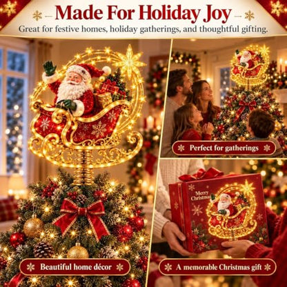 Lighted Christmas Tree Topper with Nutcracker Design - Festive Holiday Decor