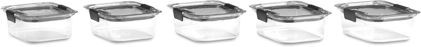 Rubbermaid Brilliance Food Storage Containers - Leak-Proof, Medium 3.2 Cup, 5-Pack, Clear