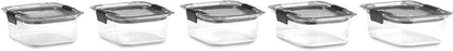 Rubbermaid Brilliance Food Storage Containers - Leak-Proof, Medium 3.2 Cup, 5-Pack, Clear