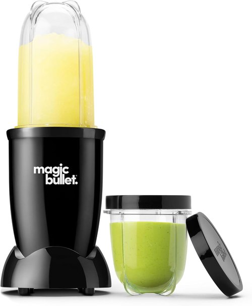 Magic Bullet Blender Set - 7-Piece 250W Blender & Food Processor | Compact Design for Smoothies & Sauces - Silver