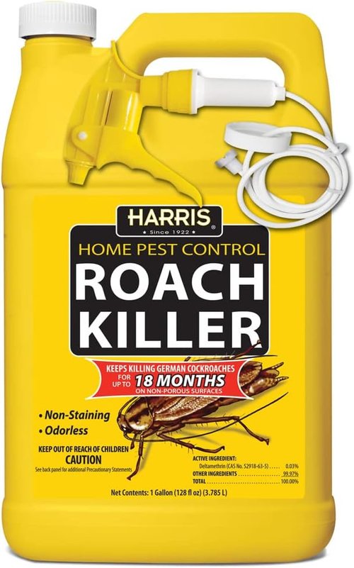 Harris Roach Killer - Odorless Liquid Spray with 12-Month Residual Kill Formula | 1 Gallon