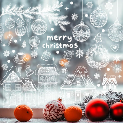 Christmas Window Clings 9 Sheets 134 Pcs Reusable Snowflake Holiday Decor