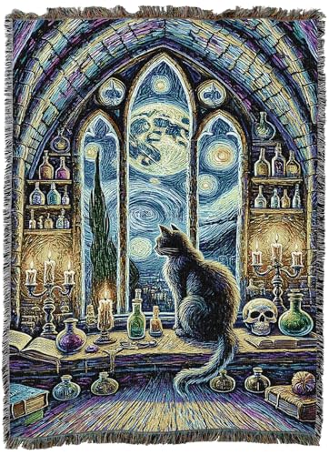 Vahn Gogh the Wizard Fantasy Tapestry Throw Blanket 72x54 Cotton, Made in USA