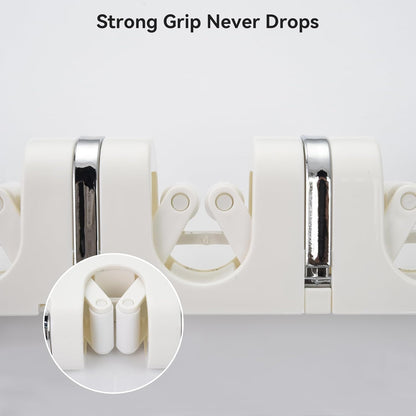 OTraki Broom Holder Wall Mount - No Drill Mop Organizer with 4 Slots & 5 Hooks for Efficient Storage