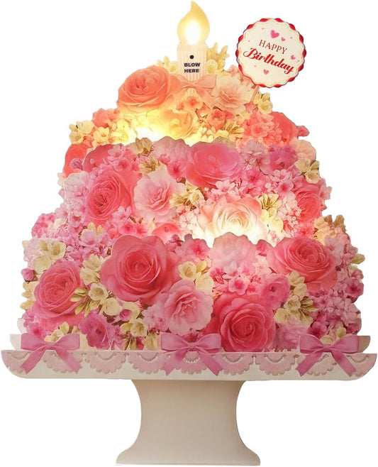 Tcamp Pop-Up Birthday Card - Musical 3D Floral Design | Perfect Gift for Women, Kids & Friends