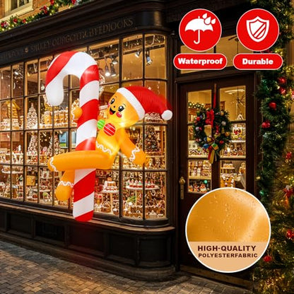 Funny Christmas Inflatable Decorations Outdoor Gingerbread Dancing with Candy Cane