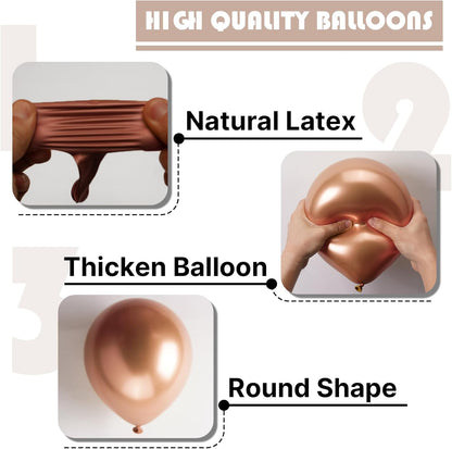 PartyWoo Metallic Rose Gold Balloons - 50pcs 12 Inch Chrome Latex for Weddings & Celebrations