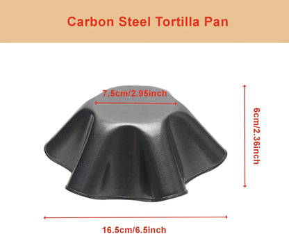 Skiennix Tortilla Pan Set - 4-Piece Non-Stick Carbon Steel Taco Shell Makers | Flower-Shaped Design (Black)