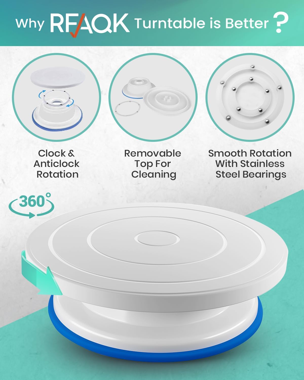 RFAQK 90-Piece Cake Decorating Kit - Complete Baking Supplies with Turntable, Icing Tips & Spatulas