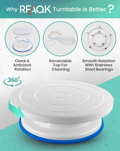 RFAQK 90-Piece Cake Decorating Kit - Complete Baking Supplies with Turntable, Icing Tips & Spatulas