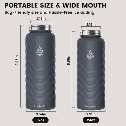 Skiennix 24oz Stainless Steel Insulated Water Bottle - 48H Cold & 24H Hot, Leak-Proof, BPA-Free | Grey