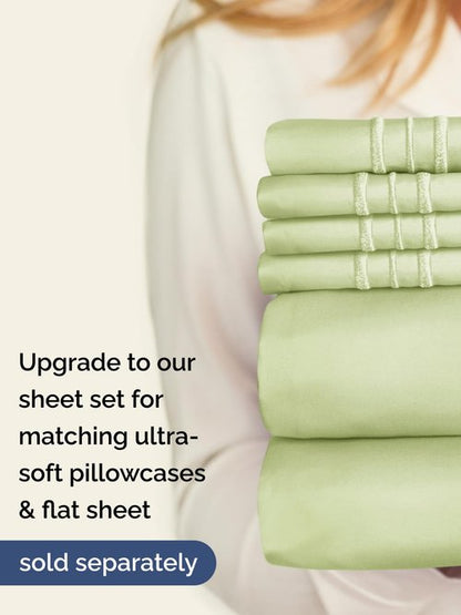 Extra Deep Twin XL Fitted Sheet - Hotel Luxury Single Fitted Sheet Only - Easily Fits 18 to 24 inch Mattress - Ultra Soft, Wrinkle Free with Extra Deep Pockets - Breathable & Comfy - Light Sage Green