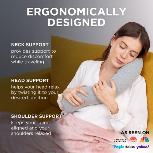 Dot&Dot Twist Memory Foam Travel Pillow - Adjustable Neck Support for Airplanes & Sleeping - Versatile Travel Pillow