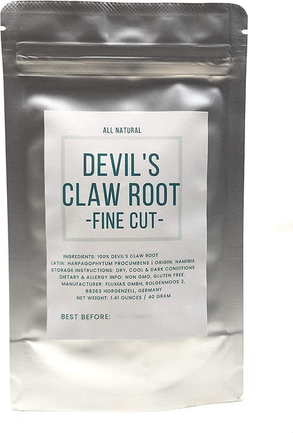 Devil's Claw Root Herb - Fine Cut, Dried & Natural Harpagophytum Procumbens - Net Weight: 1.41 ounces / 40 Grams