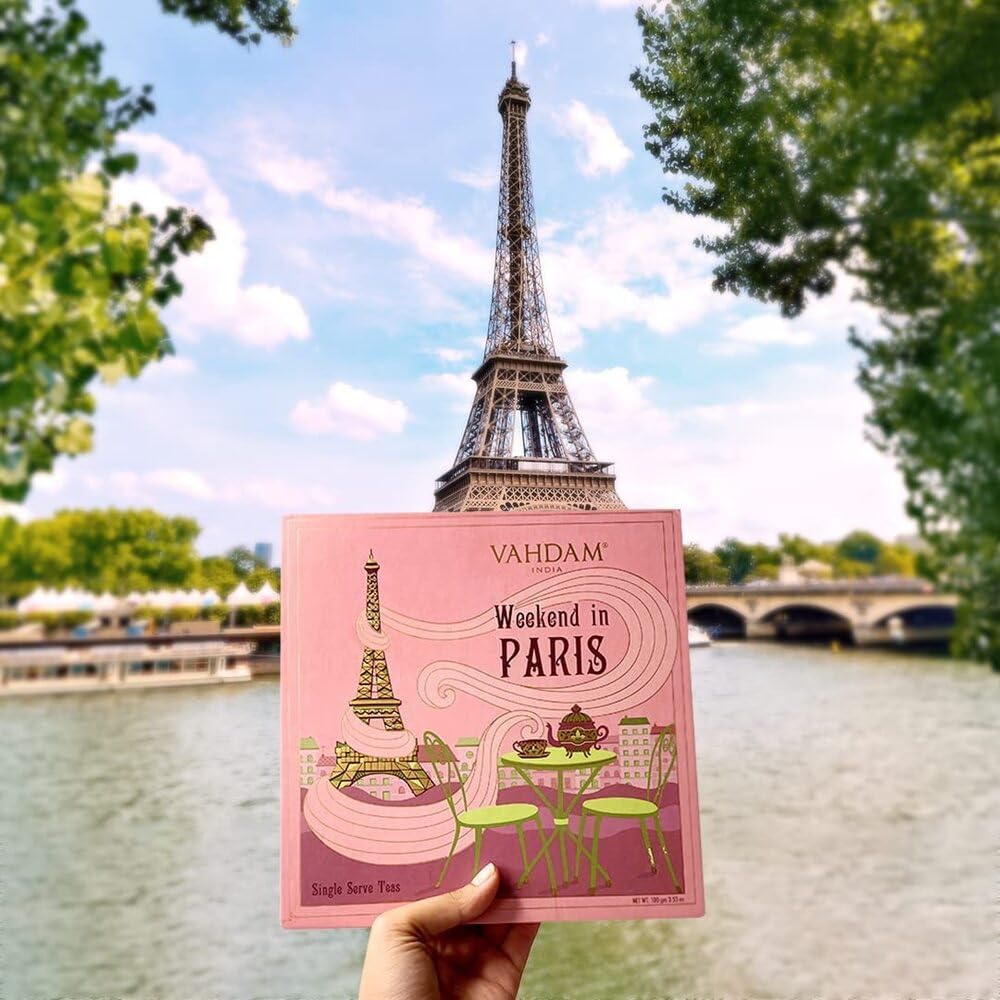 VAHDAM Weekend in Paris Tea Gift Set - 9 Assorted Luxury Teas | Travel Edition | Gluten-Free, Non-GMO
